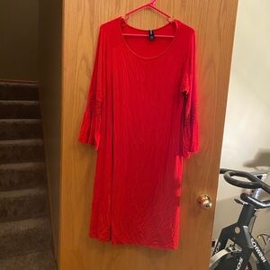 Chic Red Dress with Bell Sleeves